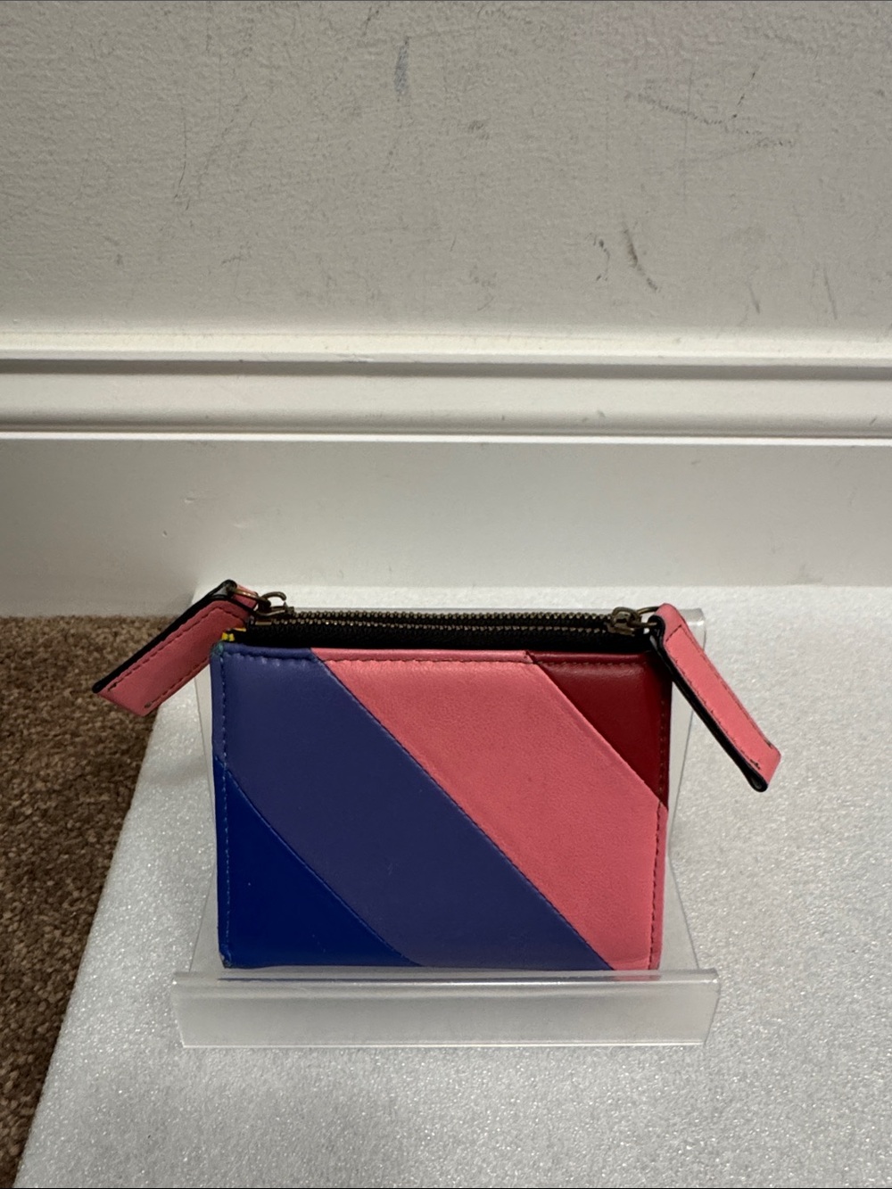 Kurt Geiger Colorblock Leather Zip Wallet - Blue, Green, Yellow, Pink - Picture 2 of 8